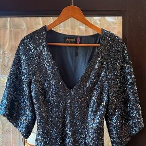 Free People Blue Sequin Mini Dress